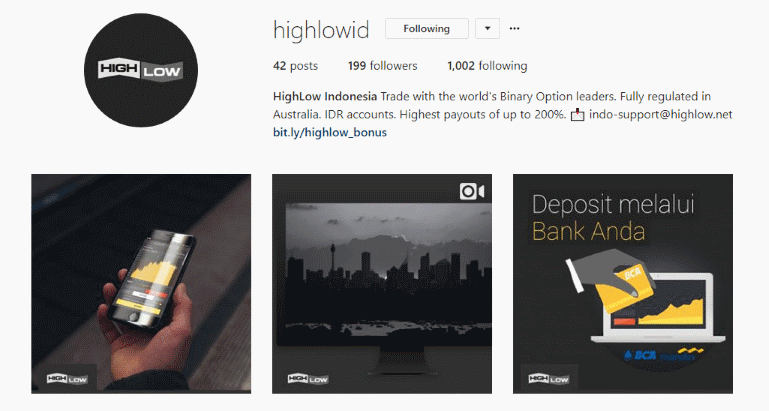 HighLow Binary Options Instagram